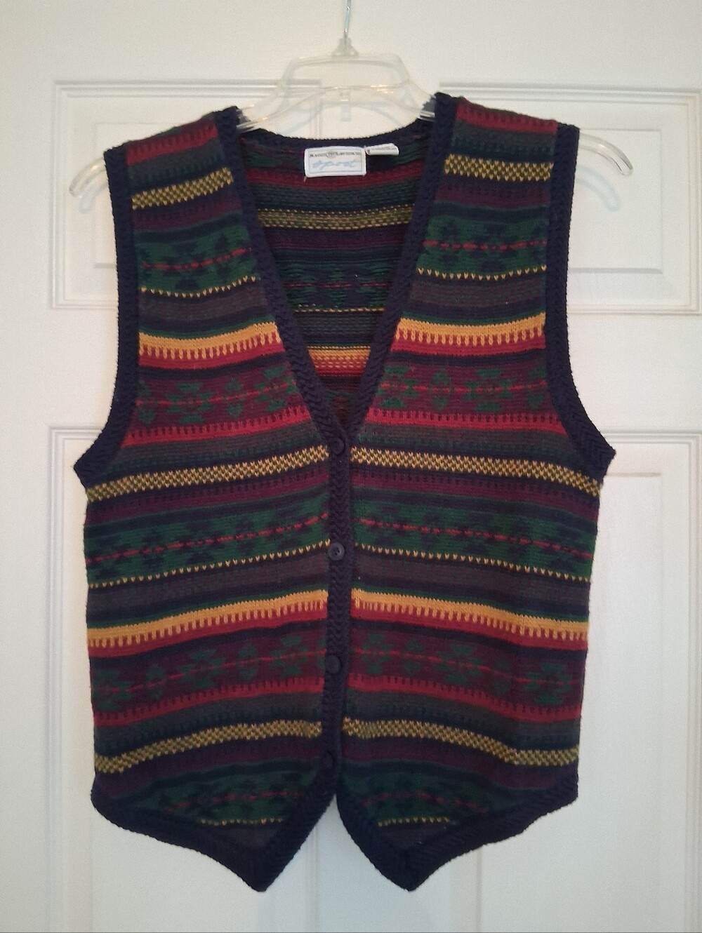 Vintage Maggie Lawrence SPORT Striped Knit Vest Sweater - Multicolor